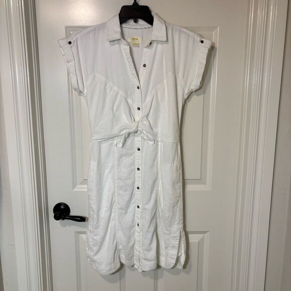 Maeve Dresses & Skirts - Anthropologie Maeve Women’s Elspeth Linen Button Up Shirtdress White 6P